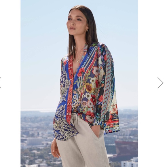 WILD LILLAI BLOUSE Johnny Was Silk Top XXS 00 - Picture 5 of 6